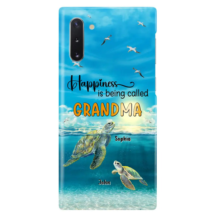 Custom Personalized Grandma Mom Turtle Phone Case - Gift Idea For Grandma - Up to 10 Kids - Happiness Is Being Called Grandma - Case For iPhone, Samsung