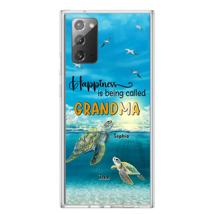 Custom Personalized Grandma Mom Turtle Phone Case - Gift Idea For Grandma - Up to 10 Kids - Happiness Is Being Called Grandma - Case For iPhone, Samsung