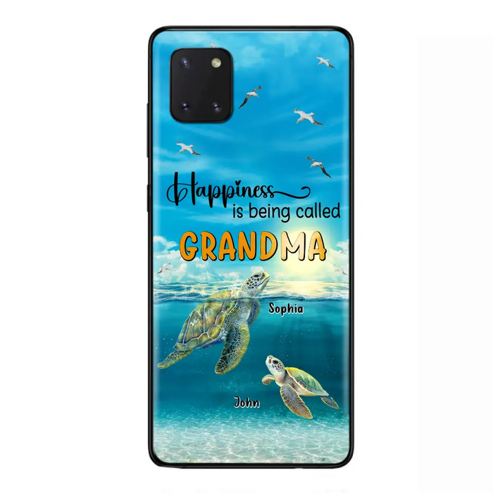 Custom Personalized Grandma Mom Turtle Phone Case - Gift Idea For Grandma - Up to 10 Kids - Happiness Is Being Called Grandma - Case For iPhone, Samsung