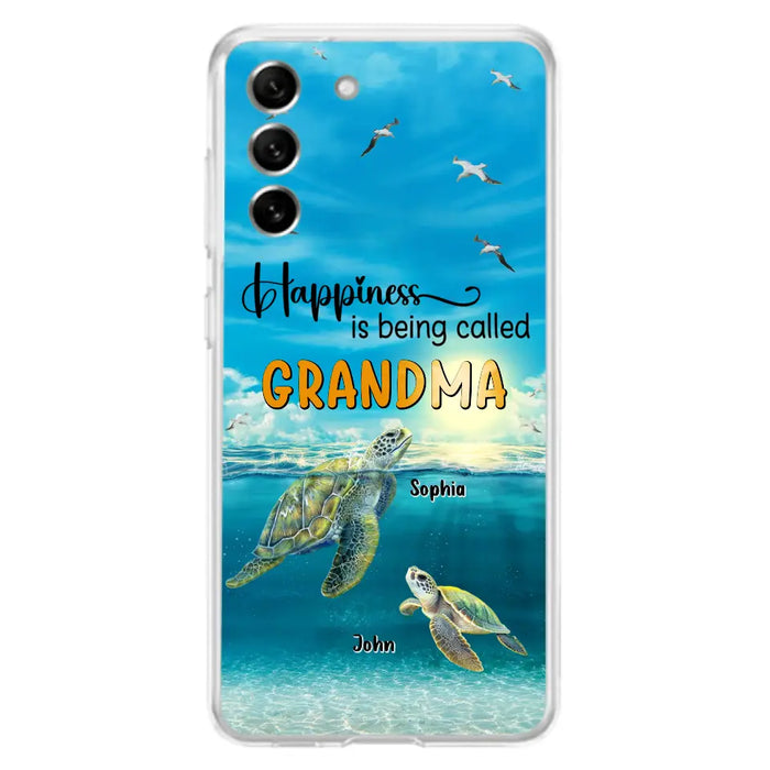 Custom Personalized Grandma Mom Turtle Phone Case - Gift Idea For Grandma - Up to 10 Kids - Happiness Is Being Called Grandma - Case For iPhone, Samsung