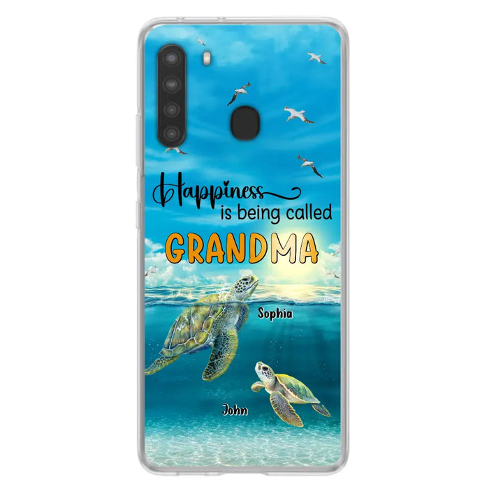 Custom Personalized Grandma Mom Turtle Phone Case - Gift Idea For Grandma - Up to 10 Kids - Happiness Is Being Called Grandma - Case For iPhone, Samsung