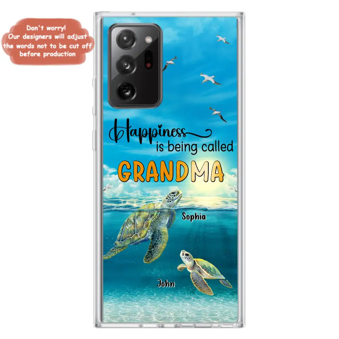 Custom Personalized Grandma Mom Turtle Phone Case - Gift Idea For Grandma - Up to 10 Kids - Happiness Is Being Called Grandma - Case For iPhone, Samsung