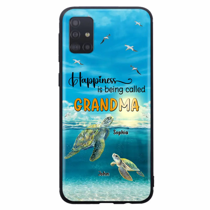 Custom Personalized Grandma Mom Turtle Phone Case - Gift Idea For Grandma - Up to 10 Kids - Happiness Is Being Called Grandma - Case For iPhone, Samsung