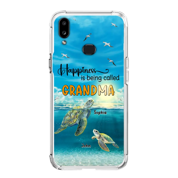 Custom Personalized Grandma Mom Turtle Phone Case - Gift Idea For Grandma - Up to 10 Kids - Happiness Is Being Called Grandma - Case For iPhone, Samsung