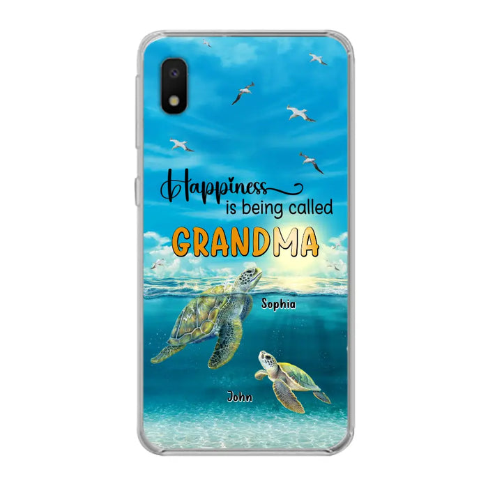 Custom Personalized Grandma Mom Turtle Phone Case - Gift Idea For Grandma - Up to 10 Kids - Happiness Is Being Called Grandma - Case For iPhone, Samsung