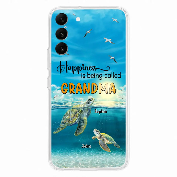 Custom Personalized Grandma Mom Turtle Phone Case - Gift Idea For Grandma - Up to 10 Kids - Happiness Is Being Called Grandma - Case For iPhone, Samsung