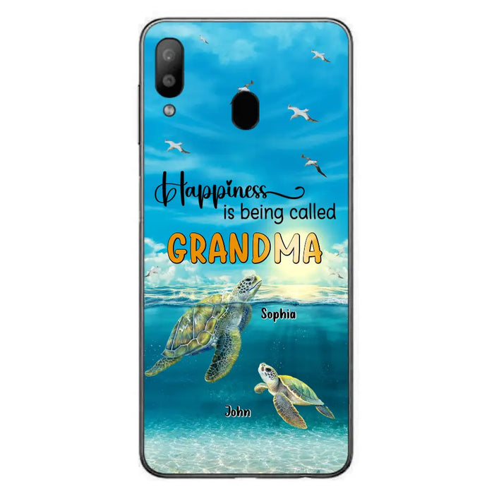 Custom Personalized Grandma Mom Turtle Phone Case - Gift Idea For Grandma - Up to 10 Kids - Happiness Is Being Called Grandma - Case For iPhone, Samsung