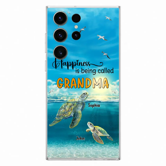 Custom Personalized Grandma Mom Turtle Phone Case - Gift Idea For Grandma - Up to 10 Kids - Happiness Is Being Called Grandma - Case For iPhone, Samsung