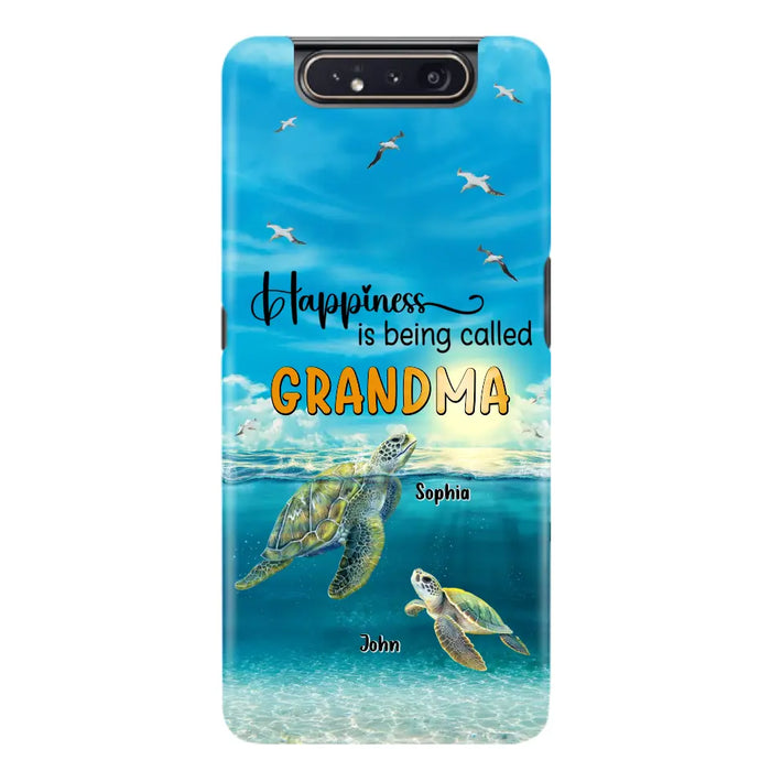 Custom Personalized Grandma Mom Turtle Phone Case - Gift Idea For Grandma - Up to 10 Kids - Happiness Is Being Called Grandma - Case For iPhone, Samsung