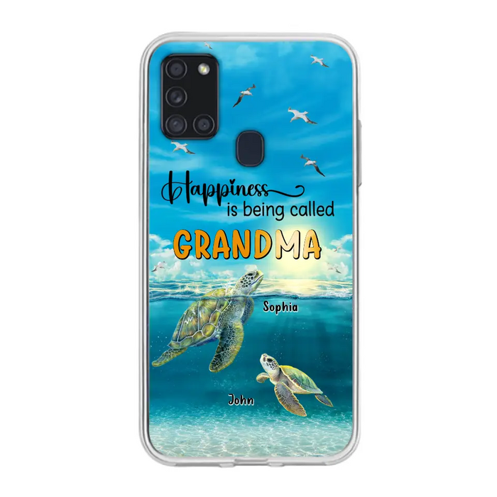 Custom Personalized Grandma Mom Turtle Phone Case - Gift Idea For Grandma - Up to 10 Kids - Happiness Is Being Called Grandma - Case For iPhone, Samsung