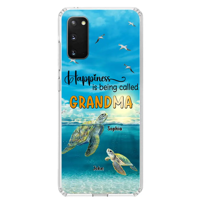 Custom Personalized Grandma Mom Turtle Phone Case - Gift Idea For Grandma - Up to 10 Kids - Happiness Is Being Called Grandma - Case For iPhone, Samsung