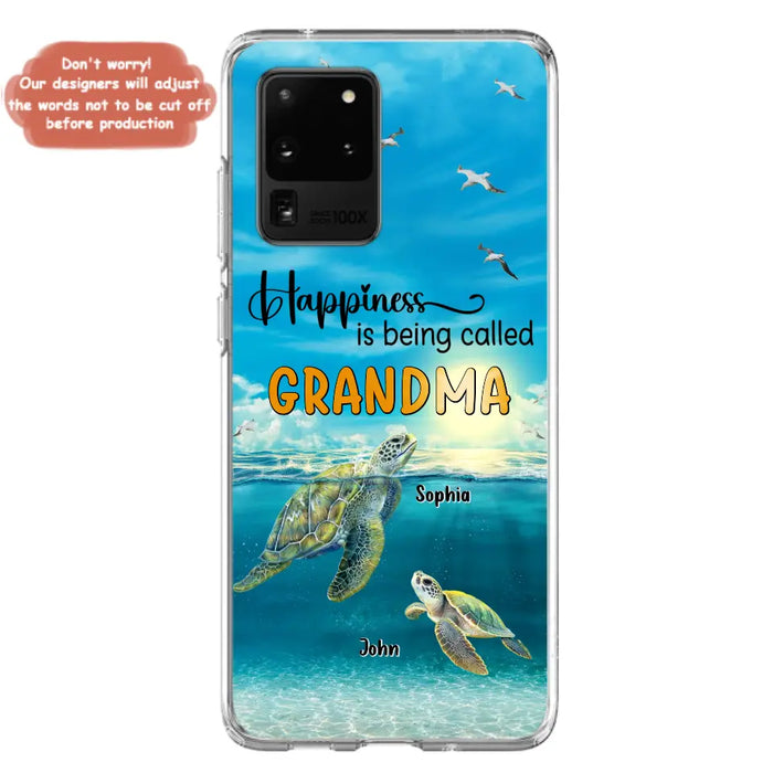 Custom Personalized Grandma Mom Turtle Phone Case - Gift Idea For Grandma - Up to 10 Kids - Happiness Is Being Called Grandma - Case For iPhone, Samsung