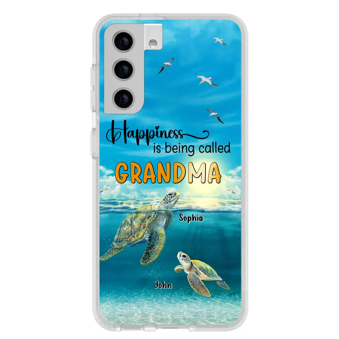 Custom Personalized Grandma Mom Turtle Phone Case - Gift Idea For Grandma - Up to 10 Kids - Happiness Is Being Called Grandma - Case For iPhone, Samsung