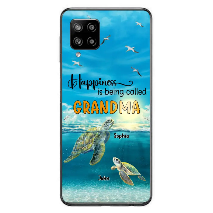 Custom Personalized Grandma Mom Turtle Phone Case - Gift Idea For Grandma - Up to 10 Kids - Happiness Is Being Called Grandma - Case For iPhone, Samsung