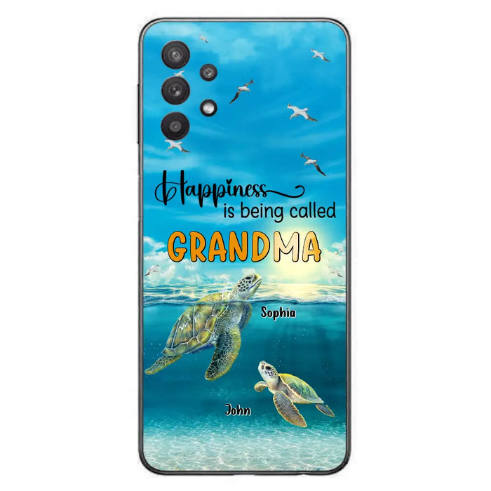 Custom Personalized Grandma Mom Turtle Phone Case - Gift Idea For Grandma - Up to 10 Kids - Happiness Is Being Called Grandma - Case For iPhone, Samsung