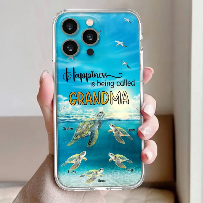 Custom Personalized Grandma Mom Turtle Phone Case - Gift Idea For Grandma - Up to 10 Kids - Happiness Is Being Called Grandma - Case For iPhone, Samsung