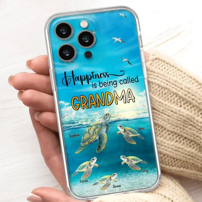 Custom Personalized Grandma Mom Turtle Phone Case - Gift Idea For Grandma - Up to 10 Kids - Happiness Is Being Called Grandma - Case For iPhone, Samsung