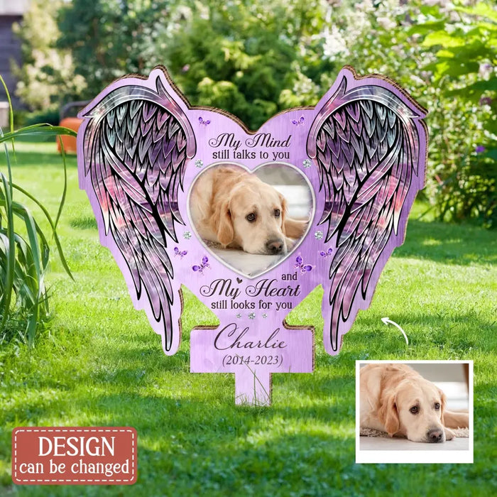 Custom Personalized Memorial Pet Garden Stake - Upload Photo - Memorial Gift Idea For Pet Lover - Your Wings Were Ready But My Heart Was Not