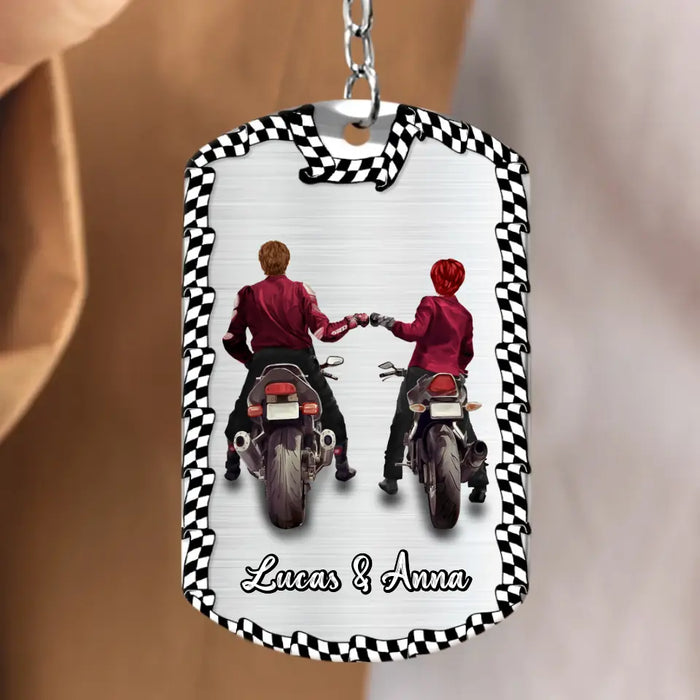 Custom Personalized Riding Couple Aluminum Keychain - Gift Idea For Couple/Her/Him - The Road Is Calling And I Must Go