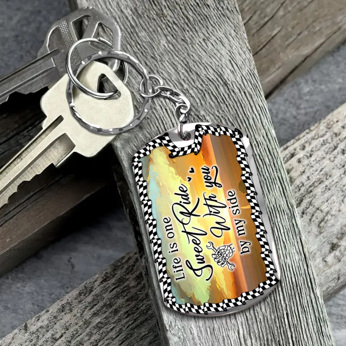 Custom Personalized Riding Couple Aluminum Keychain - Gift Idea For Couple/Her/Him - Life Is One Sweet Ride With You By My Side