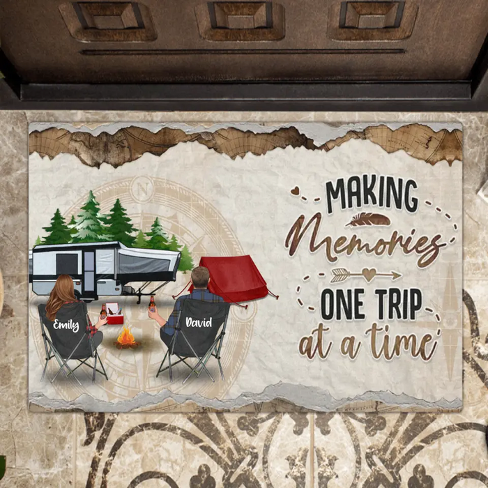 Custom Personalized Couple Doormat - Best Gift Idea For Couple/Camping Lovers - Making Memories One Trip At A Time