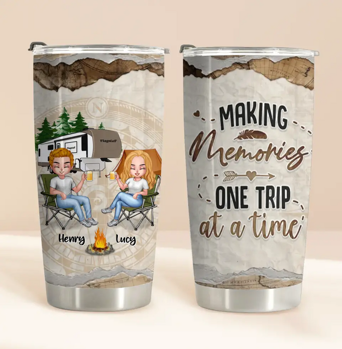 Personalized Camping Tumbler - Gift Idea For Couple/Camping Lovers - Making Memories On Trip At A Time