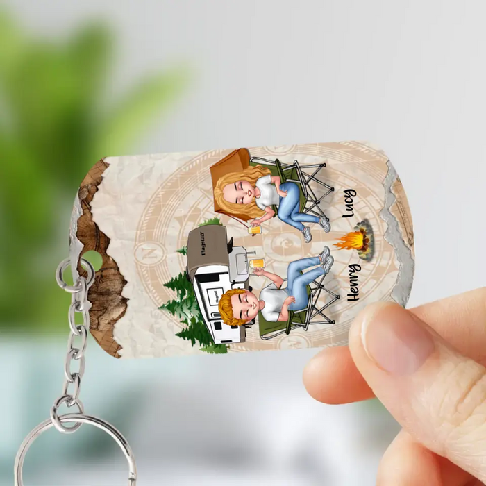 Personalized Camping Couple Aluminum Keychain - Gift Idea For Couple/Camping Lovers - Making Memories One Trip At A Time