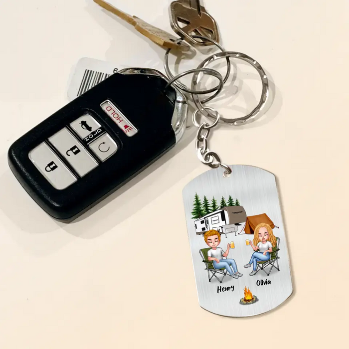 Personalized Camping Couple Aluminum Keychain - Gift Idea For Couple/Camping Lovers - If I'm Too Drunk Take Me To Camping Queen