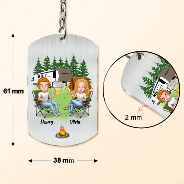 Personalized Camping Couple Aluminum Keychain - Gift Idea For Couple/Camping Lovers - Take Me To Olivia