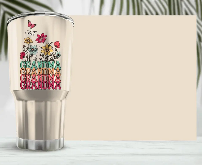 Custom Personalized Flower Irregular Tumbler - Upto 10 Children - Mother's Day Gift Idea for Mom/Grandma