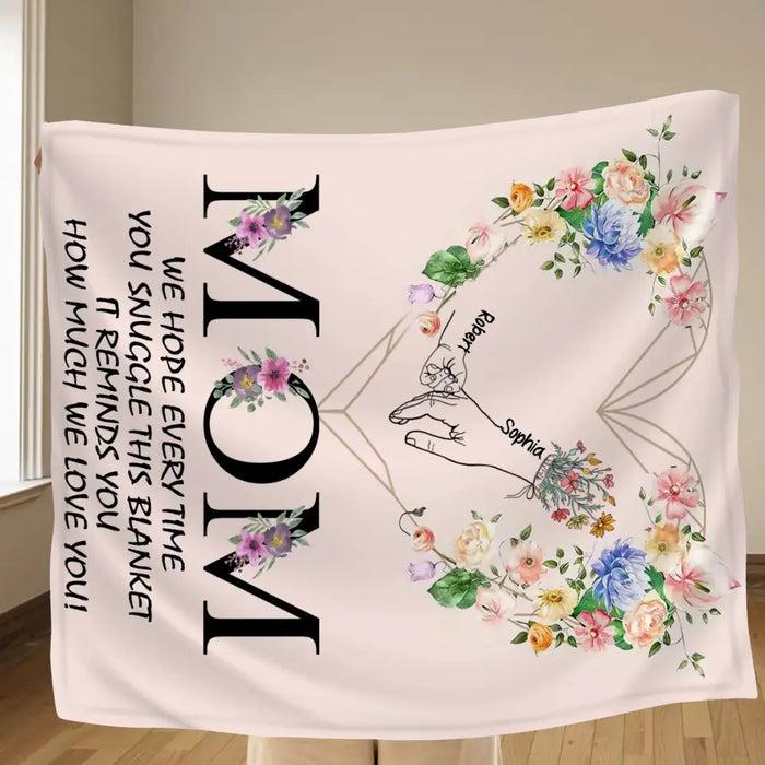 Custom Personalized Mom Quilt Blanket/Single Layer Fleece Blanket - Gift Idea From Kid To Mom with up to 6 Kids - Mother's Day Gift