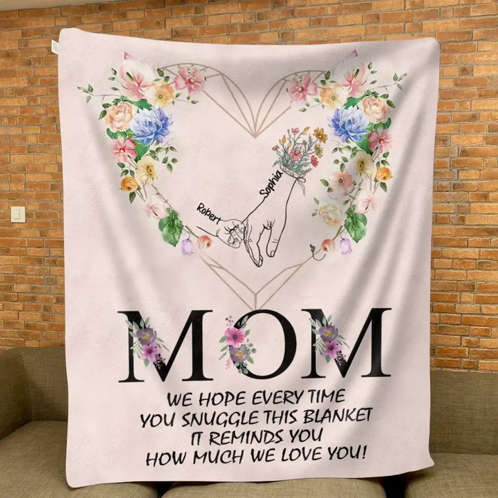 Custom Personalized Mom Quilt Blanket/Single Layer Fleece Blanket - Gift Idea From Kid To Mom with up to 6 Kids - Mother's Day Gift