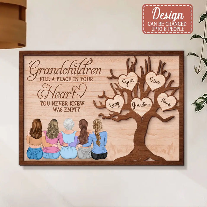 Custom Personalized Grandma 2 Layered Wooden Art - Upto 5 Granddaughters - Gift Idea For Grandma/ Mother's Day - Grandchildren Fill A Place In Your Heart