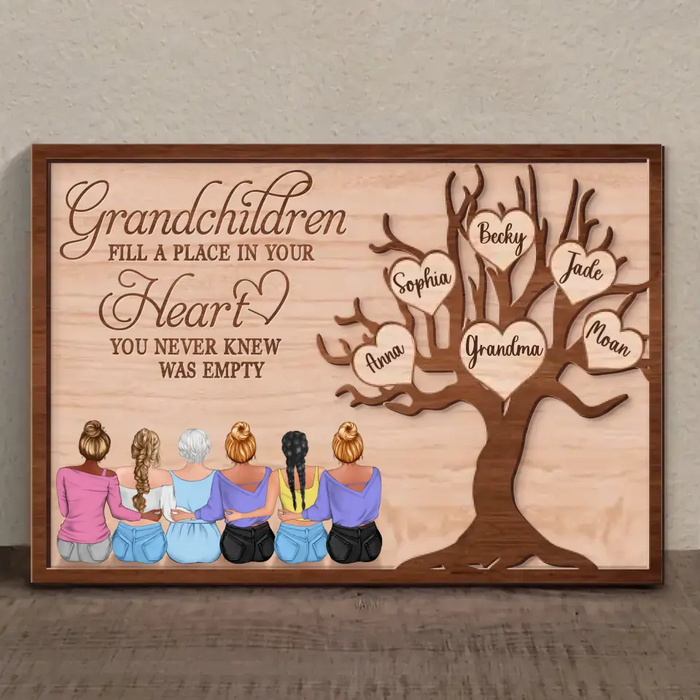 Custom Personalized Grandma 2 Layered Wooden Art - Upto 5 Granddaughters - Gift Idea For Grandma/ Mother's Day - Grandchildren Fill A Place In Your Heart