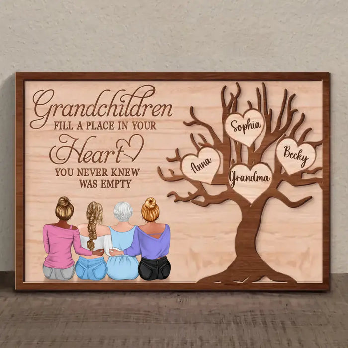 Custom Personalized Grandma 2 Layered Wooden Art - Upto 5 Granddaughters - Gift Idea For Grandma/ Mother's Day - Grandchildren Fill A Place In Your Heart