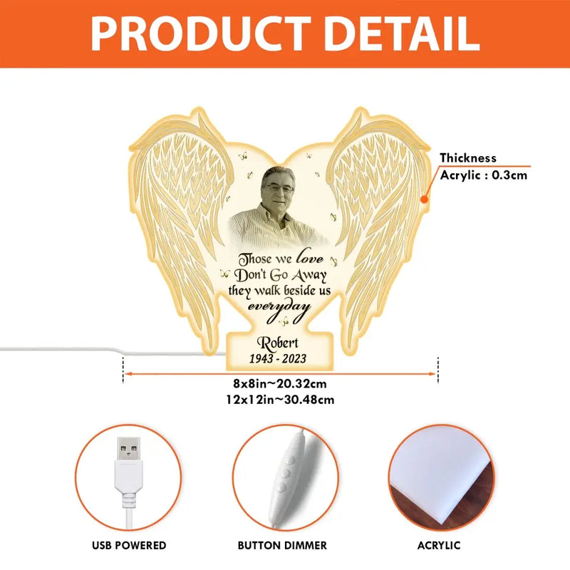 Personalized Memorial Pet Wings Photo Light Box Light - Memorial Gift Idea For Family Member - Best Friends Come Into Our Lives And Leave Paw Prints On Our Hearts