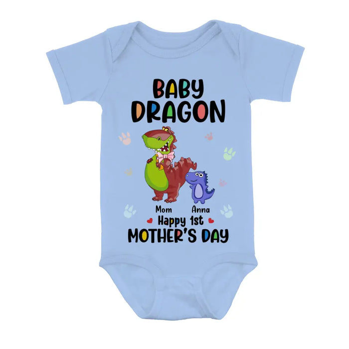 Custom Personalized Dragon Shirt/Baby Onesie - Gift Idea For Mother's Day - Happy 1st Mother's Day