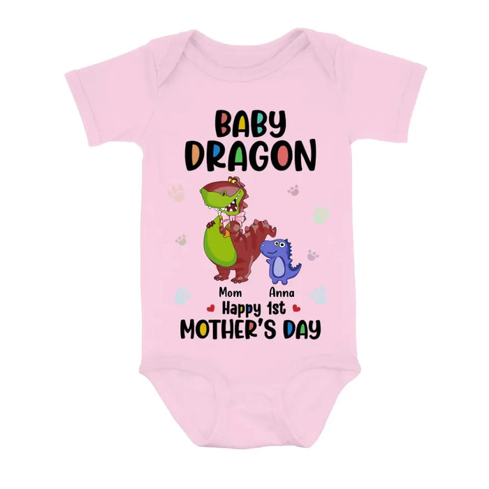 Custom Personalized Dragon Shirt/Baby Onesie - Gift Idea For Mother's Day - Happy 1st Mother's Day