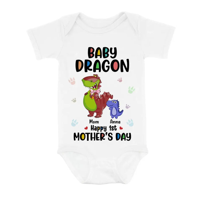 Custom Personalized Dragon Shirt/Baby Onesie - Gift Idea For Mother's Day - Happy 1st Mother's Day