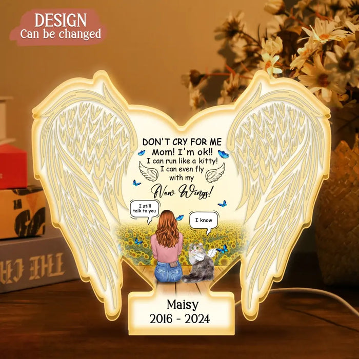 Custom Personalized Memorial Dog Wings Light Box - Memorial Gift Idea For Dog/ Cat Lover - Don't Cry For Me Mom! I'm Ok