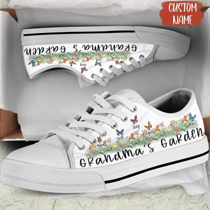 Custom Personalized Grandma Sneakers - Upto 8 Butterflies - Gift Idea For Grandma - Grandma's Garden