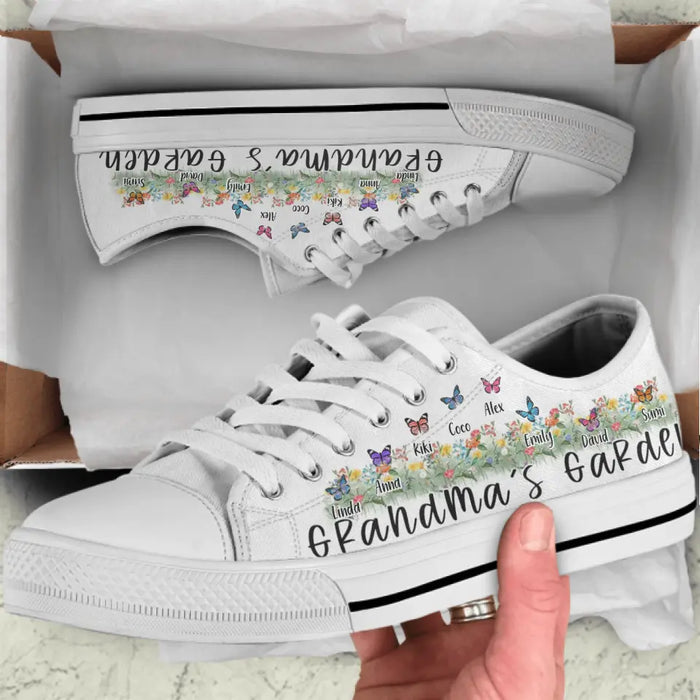 Custom Personalized Grandma Sneakers - Upto 8 Butterflies - Gift Idea For Grandma - Grandma's Garden