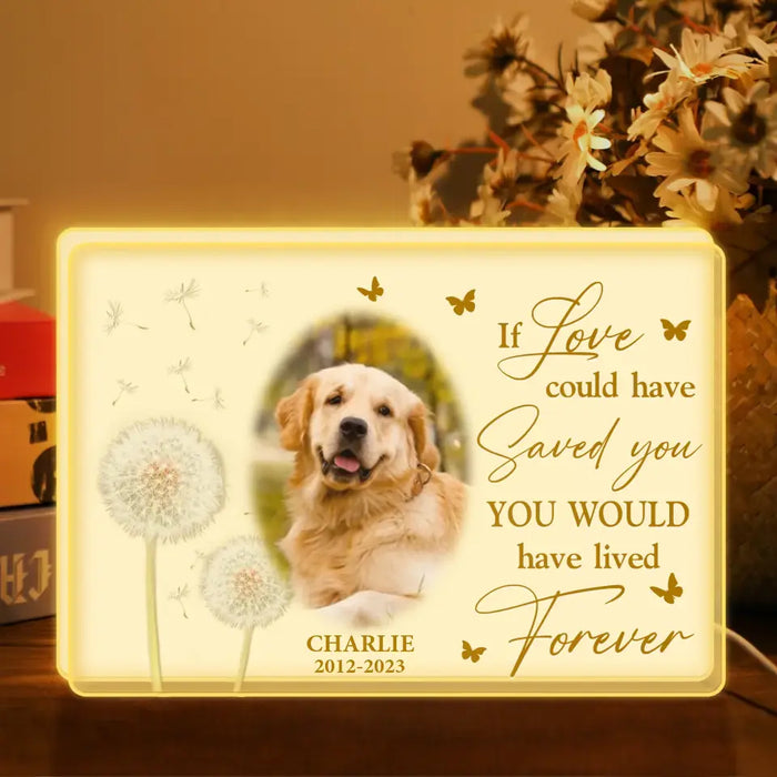 Custom Personalized Memorial Pet Photo Light Box - Upload Photo - Memorial Gift Idea For Pet Lover - If Love Could Have Saved You You Would Have Lived Forever