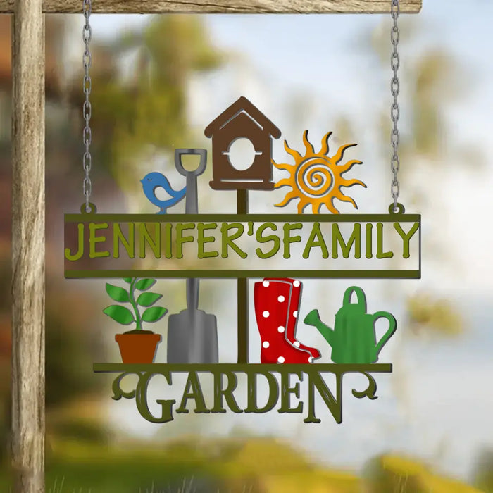 Custom Personalized Garden Metal Sign - Gift Idea For Family