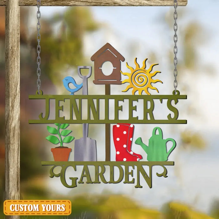 Custom Personalized Garden Metal Sign - Gift Idea For Family