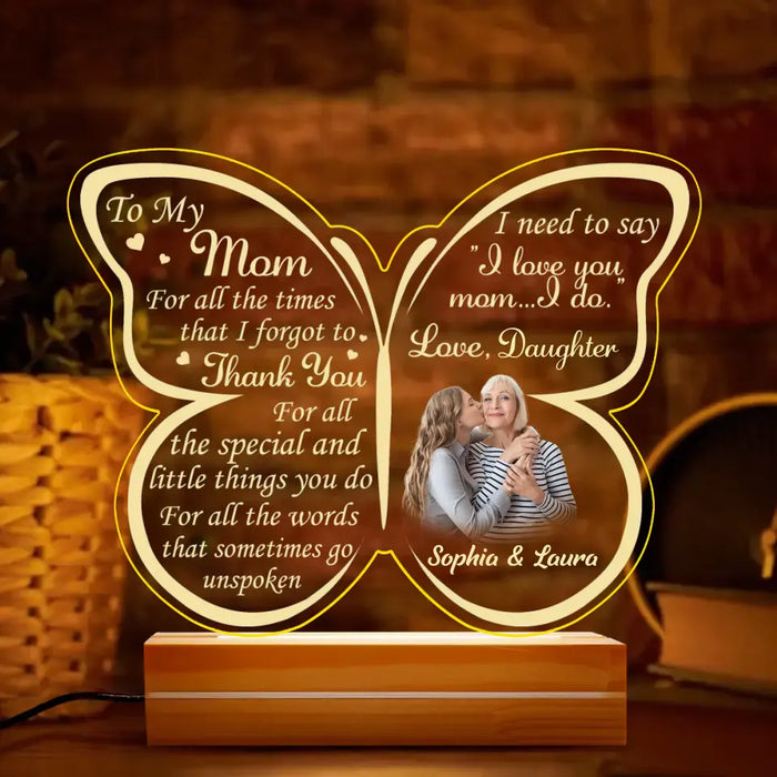 Custom Personalized To My Mom Acrylic Night Light - Gift Idea For Mom From Daughter/ Son - Upload Photo - I Love You