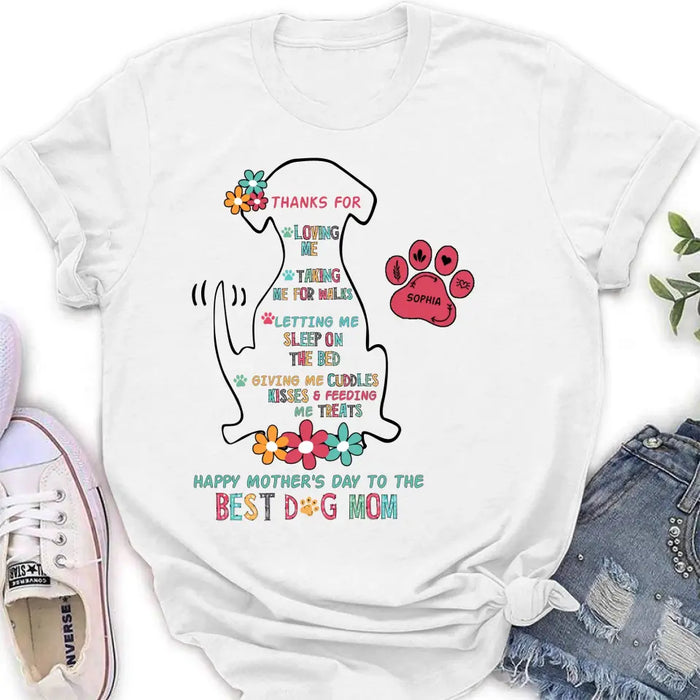 Custom Personalized Best Dog Mom Shirt/ Hoodie - Upto 7 Pets - Gift Idea For Dog Lover/ Mother's Day - Thanks For Loving Me