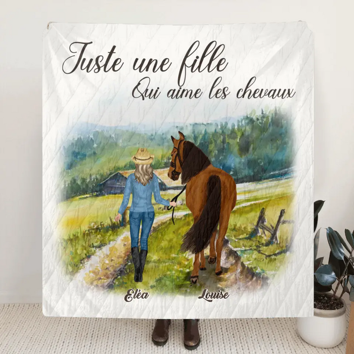 Couverture Personnalisée Pour Fille De Cheval - Idée Cadeau Pour Les Amoureux Des Chevaux - Jusqu'À 6 Chevaux -  Juste Une Fille Qui Aime Les Chevaux