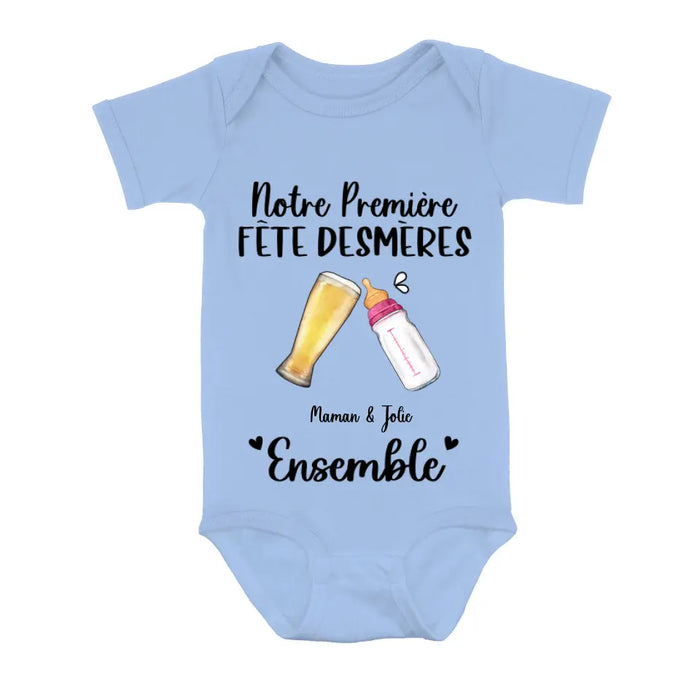 Cache-couche/T-shirt bébé personnalisé personnalisé - Idée cadeau fête des mères pour bébé/maman - Ensemble Notre Première Fête Desmères