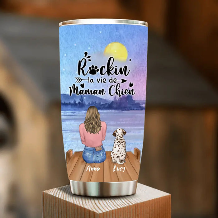 Tumbler Personnalisé Pour Maman De Chien - Jusqu'à 5 Chiens - Idée Cadeau Pour Maman Chien - Rockin' La Vie De Maman Chien